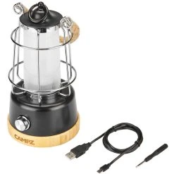 CAMPZ Lanterne En Bambou, Noir/beige -VAUDE Boutique campz bamboo lantern black brown 5